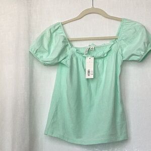 Mint Green Puff Sleeve Janie and Jack girls Top.  Size 10 NWT